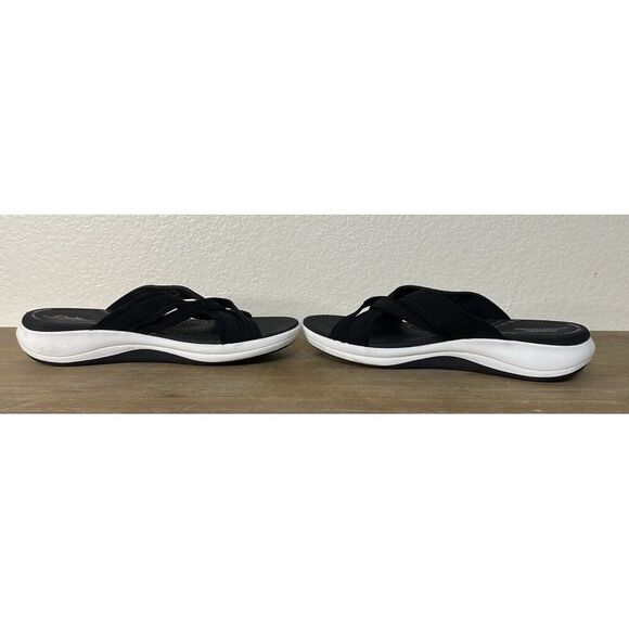 CLARKS Cloudsteppers Black Mira‎ Isle Sport Slides Sandals Women's Size 7.5 - Picture 3 of 9